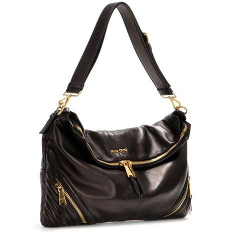 miu miu small club shoulder bag black|Black Leather Shoulder Bag .